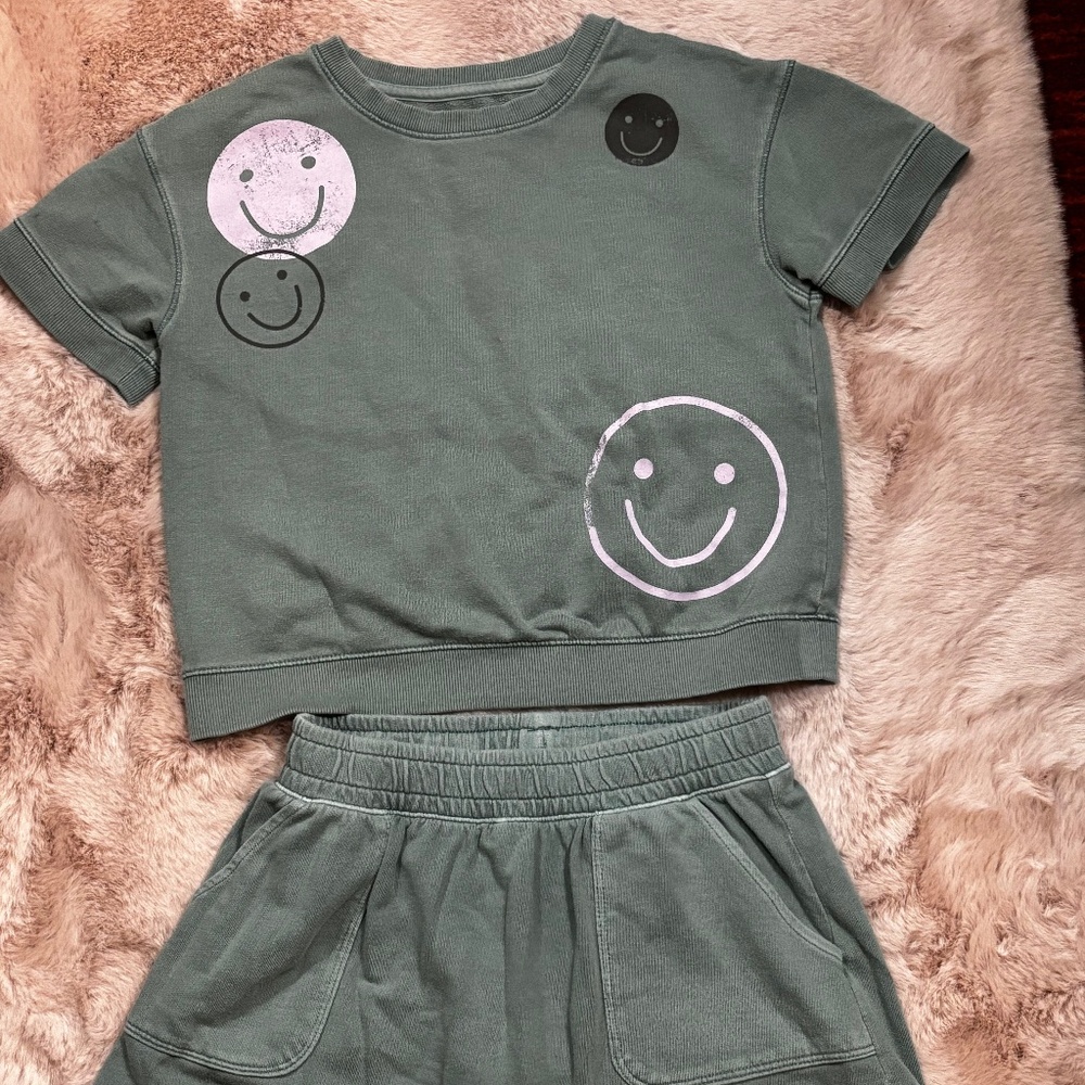 Cat & Jack Girls Skirt & Top 2 Piece Sets Sage Green Sz M(8)